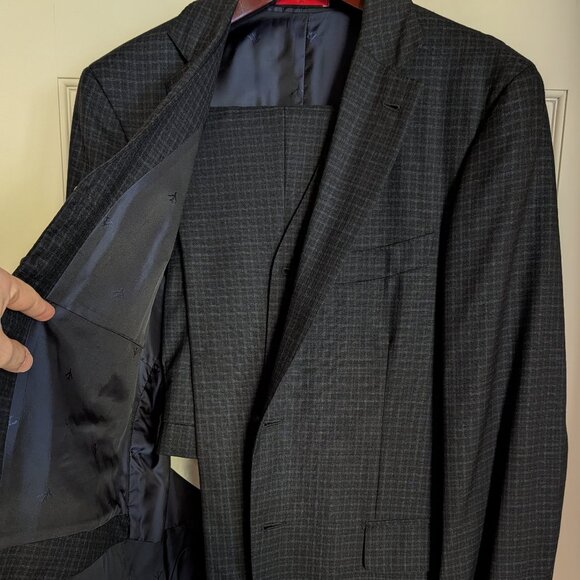NWOT Isaia Napoli Blue Black Check 3-Piece Suit Vest Notch Lapel EU52R US42R - Picture 2 of 15